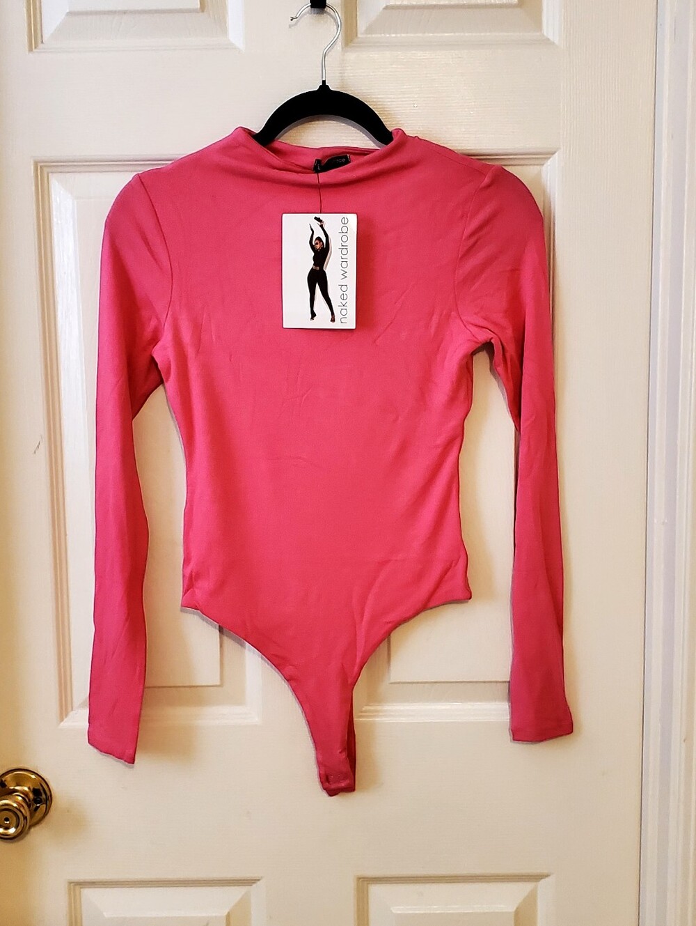 naked wardrobe Pink Long-Sleeve  One-Piece Bodysuit